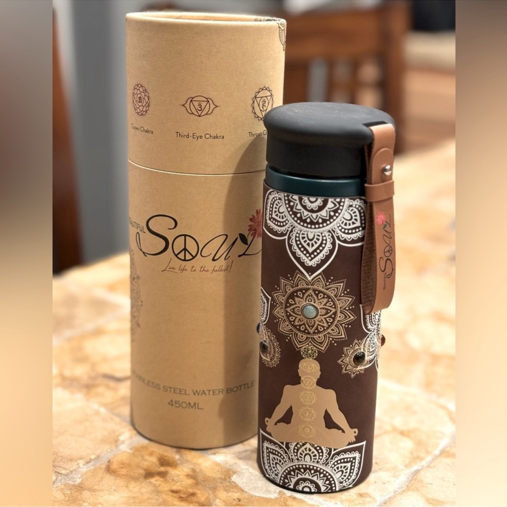 NEW Stainless Steel Water Bottle Beautiful Soul Live life to the fullest Chakras